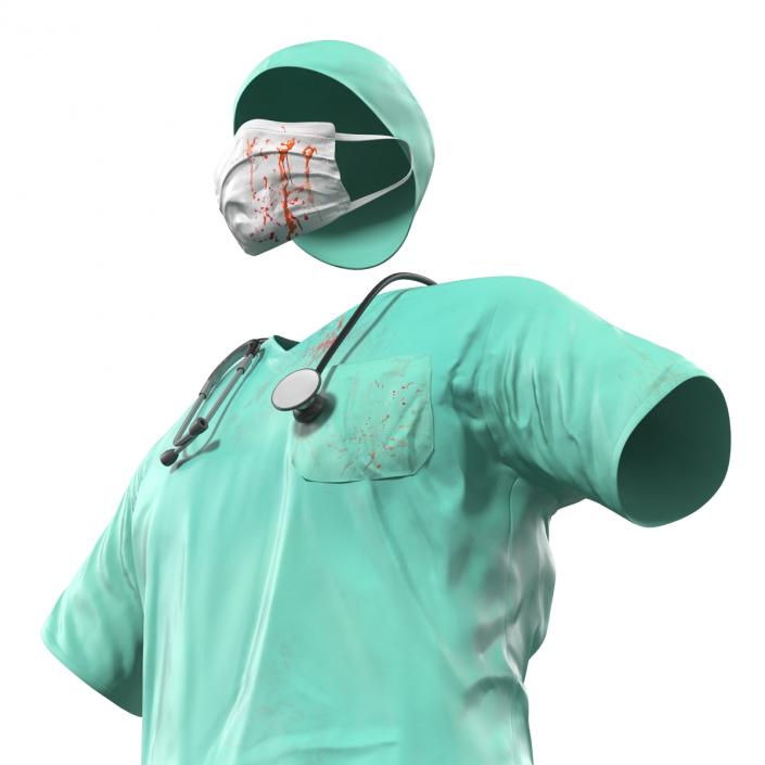 Surgeon Dress 17 with Blood 3D