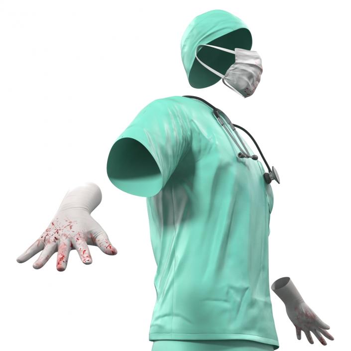 Surgeon Dress 17 with Blood 3D