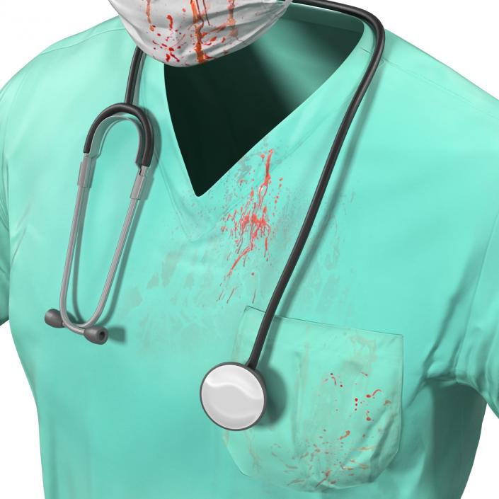 Surgeon Dress 17 with Blood 3D