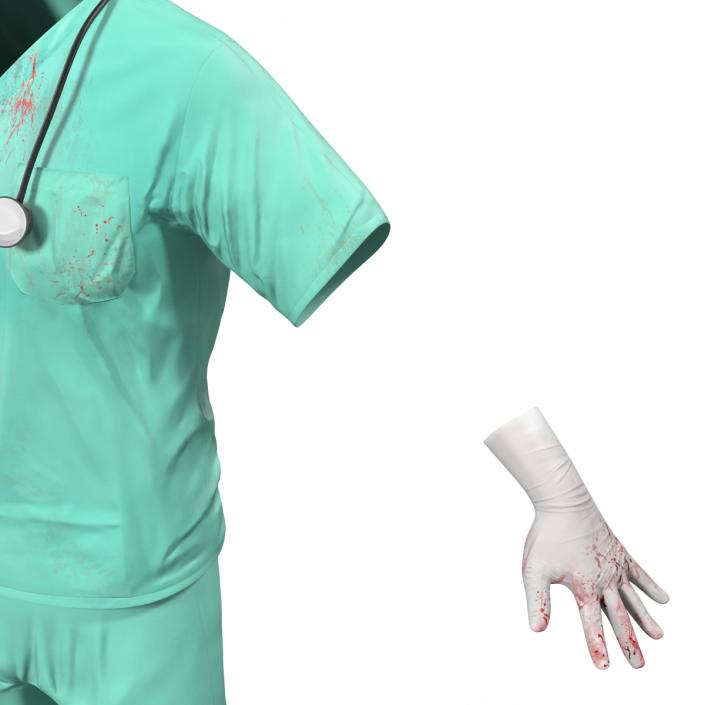 Surgeon Dress 17 with Blood 3D