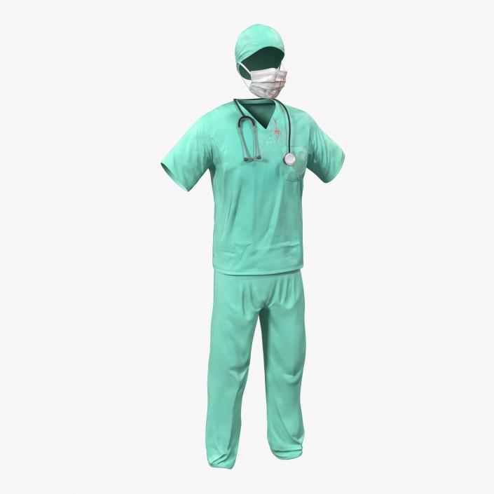 Surgeon Dress 18 with Blood 3D