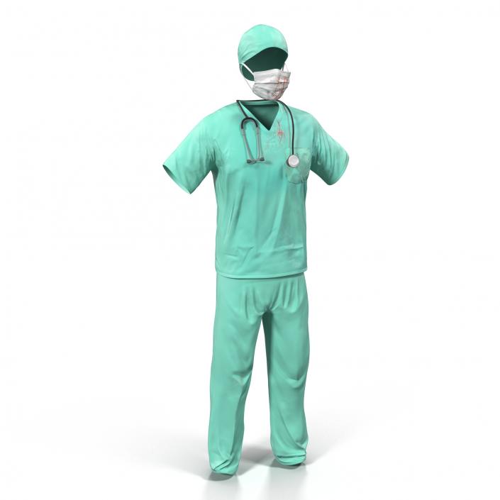 Surgeon Dress 18 with Blood 3D