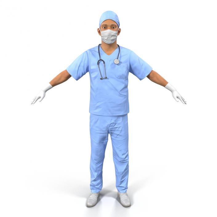 3D model Male Surgeon Asian Rigged