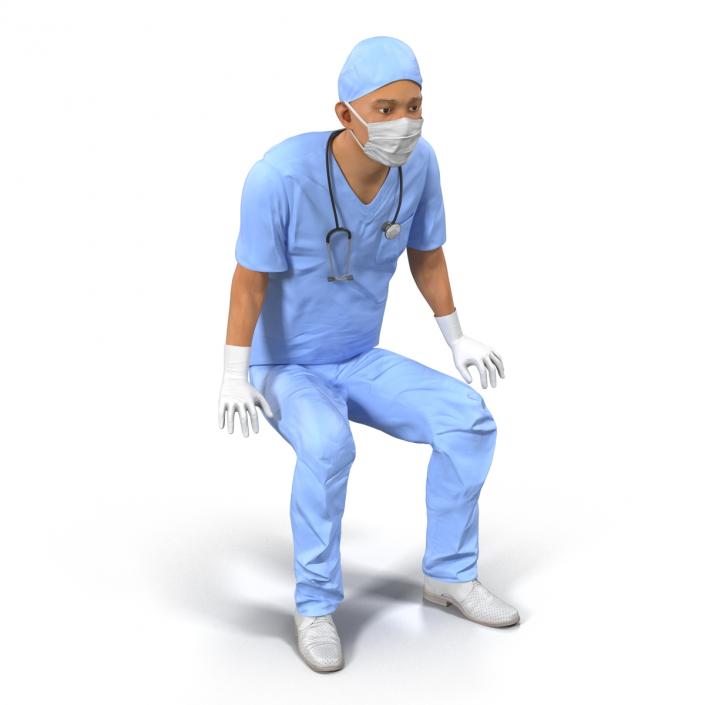 3D model Male Surgeon Asian Rigged