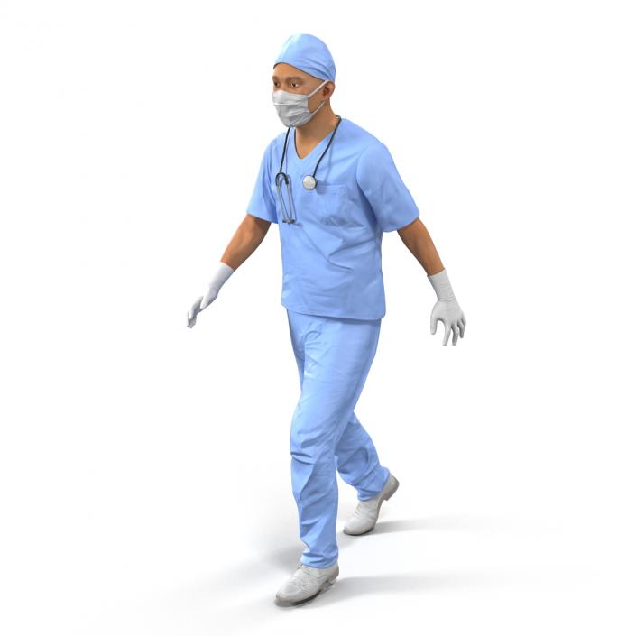 3D model Male Surgeon Asian Rigged