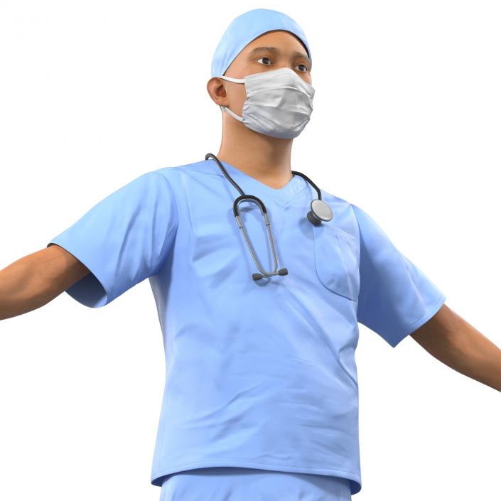 3D model Male Surgeon Asian Rigged