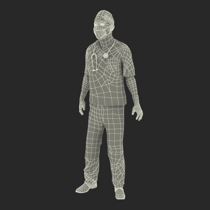 3D model Male Surgeon Asian Rigged