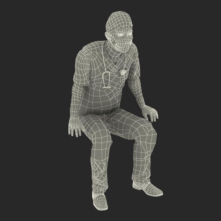 3D model Male Surgeon Asian Rigged