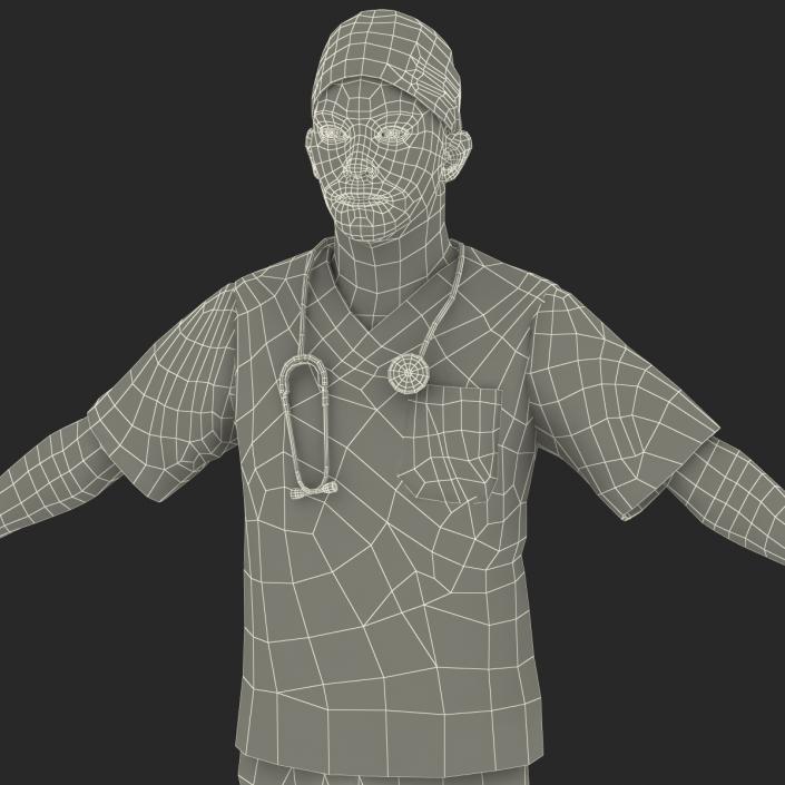 3D model Male Surgeon Asian Rigged