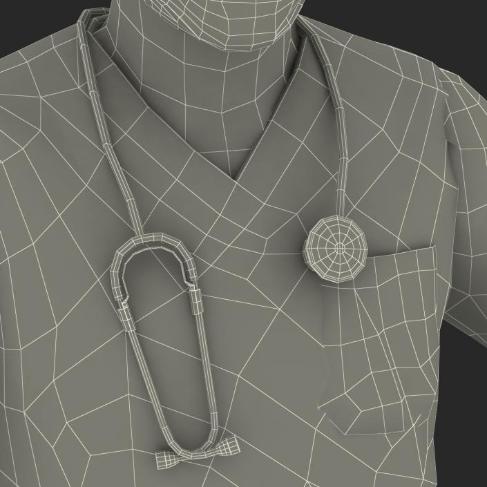 3D model Male Surgeon Asian Rigged