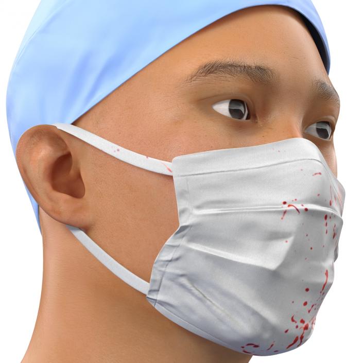 3D Male Surgeon Asian Rigged with Blood