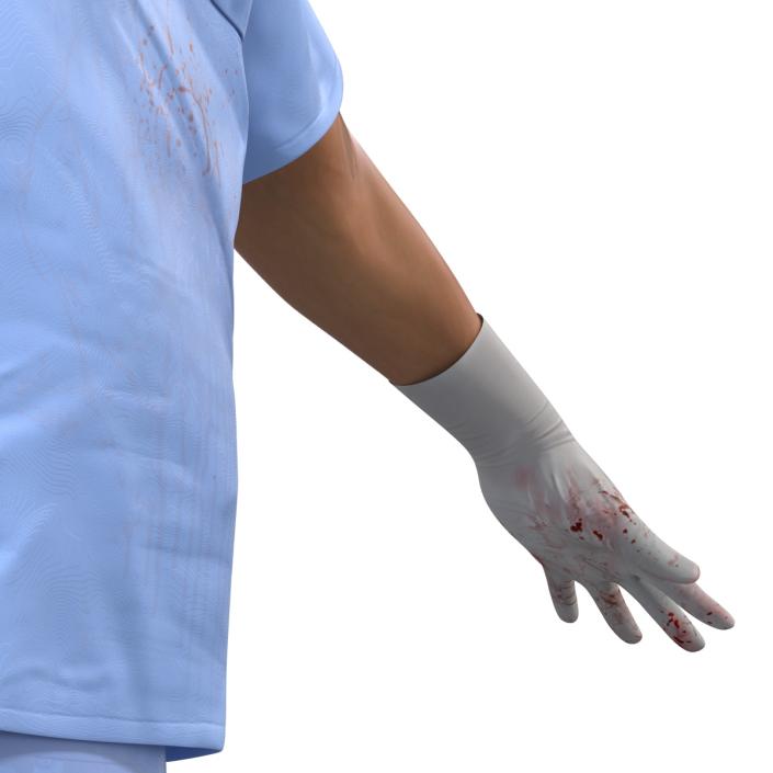 3D Male Surgeon Asian Rigged with Blood