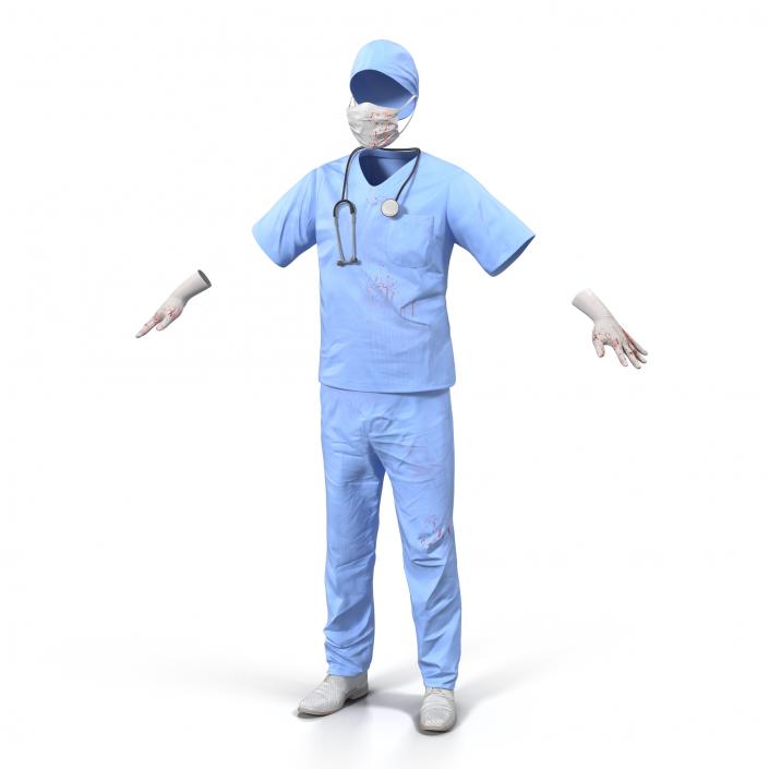 Surgeon Dress 13 with Blood 3D