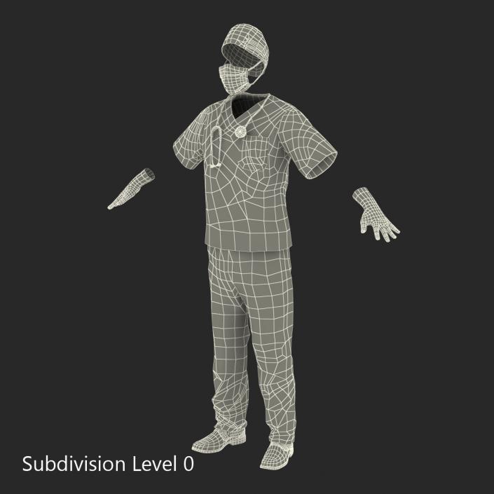 Surgeon Dress 13 with Blood 3D