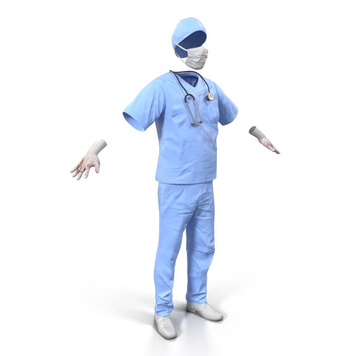 Surgeon Dress 13 with Blood 3D