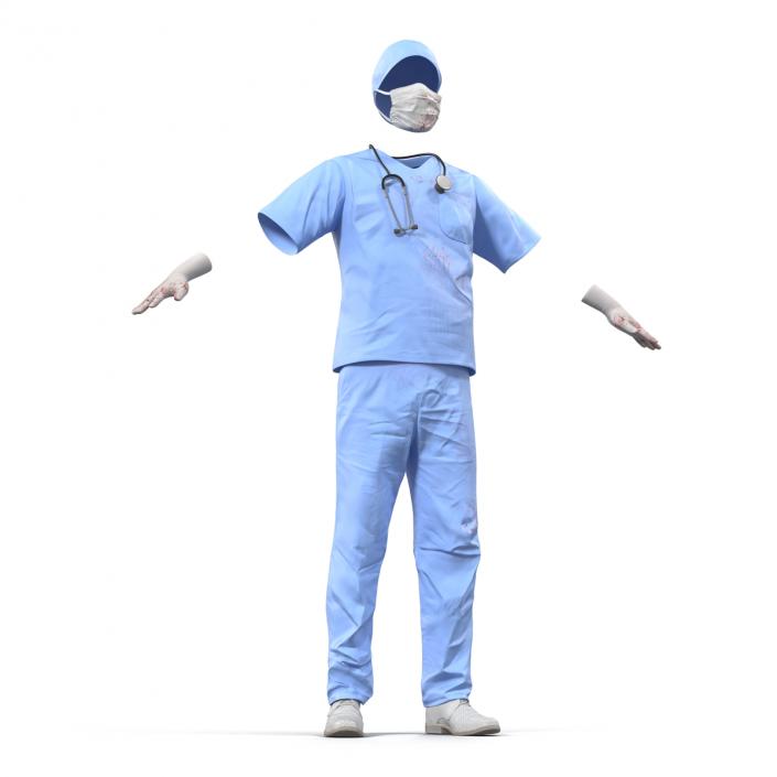 Surgeon Dress 13 with Blood 3D