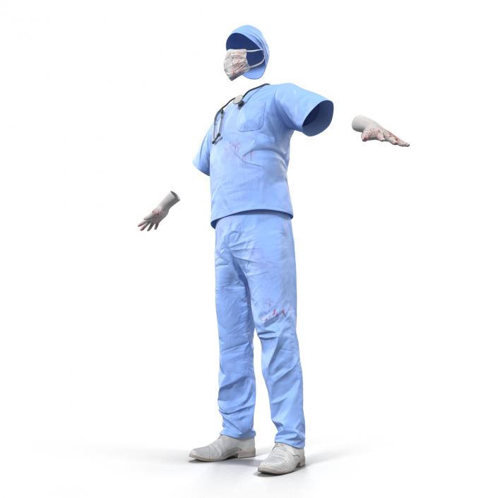 Surgeon Dress 13 with Blood 3D