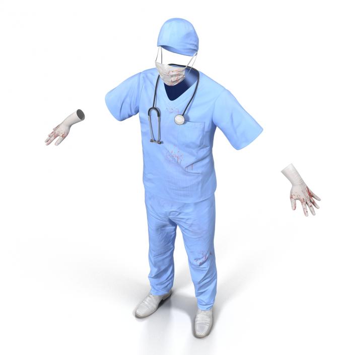 Surgeon Dress 13 with Blood 3D