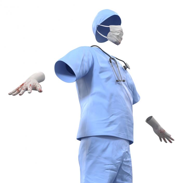 Surgeon Dress 13 with Blood 3D