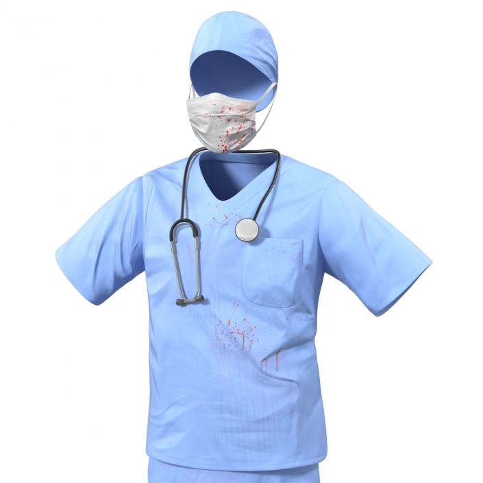 Surgeon Dress 13 with Blood 3D