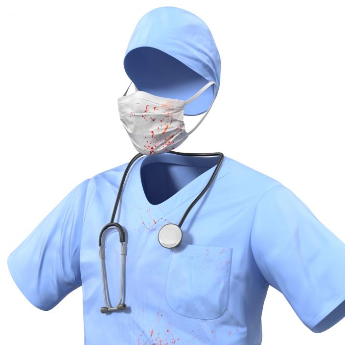 Surgeon Dress 13 with Blood 3D