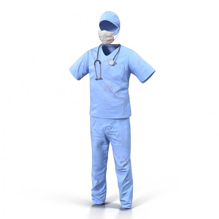 Surgeon Dress 14 with Blood 3D