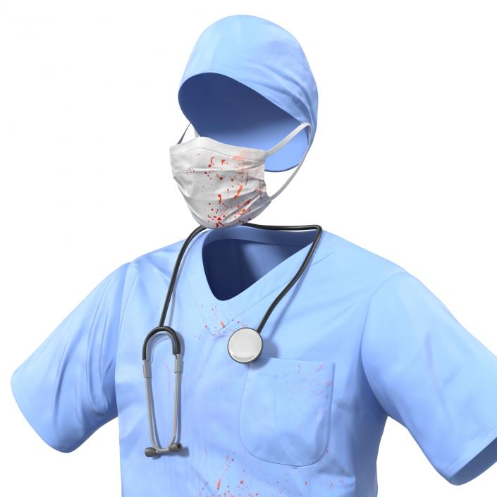 Surgeon Dress 14 with Blood 3D