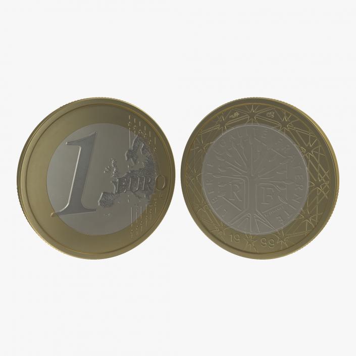 3D 1 Euro Coin French model