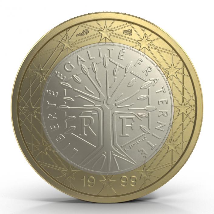 3D 1 Euro Coin French model