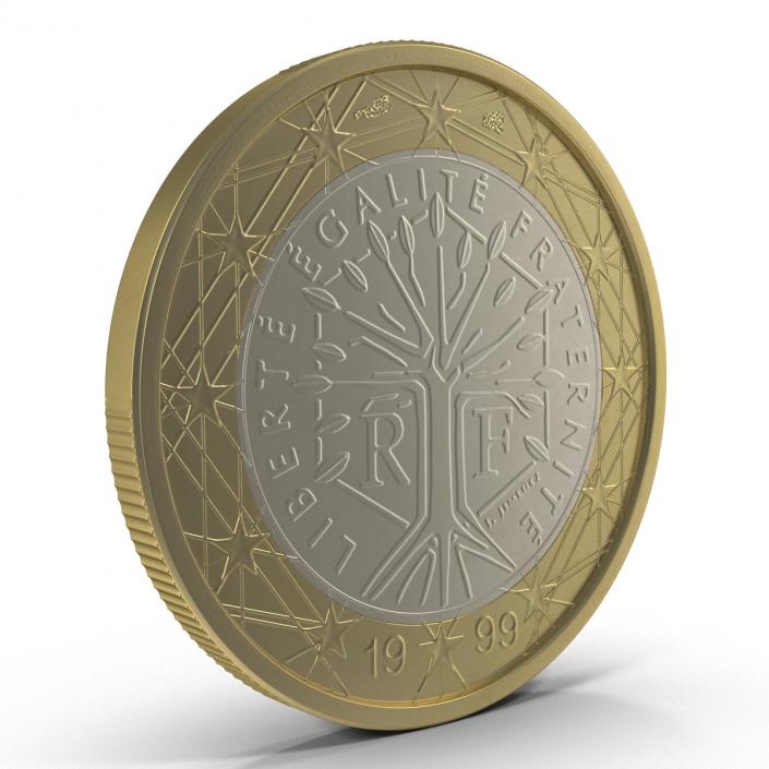 3D 1 Euro Coin French model