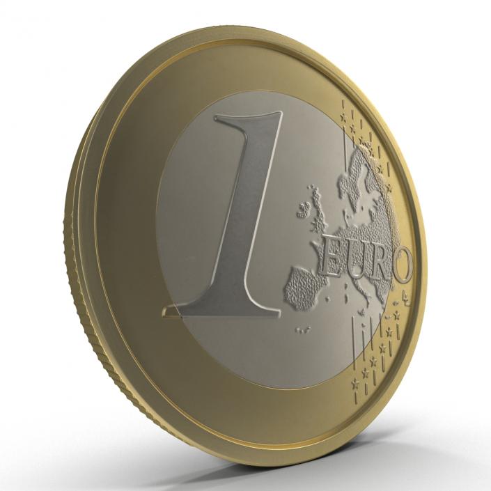 3D 1 Euro Coin French model