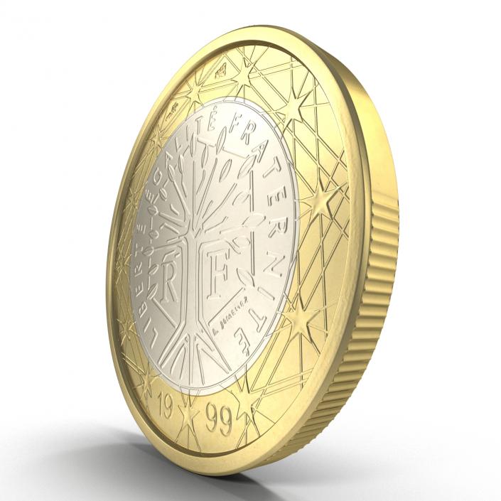 3D 1 Euro Coin French model