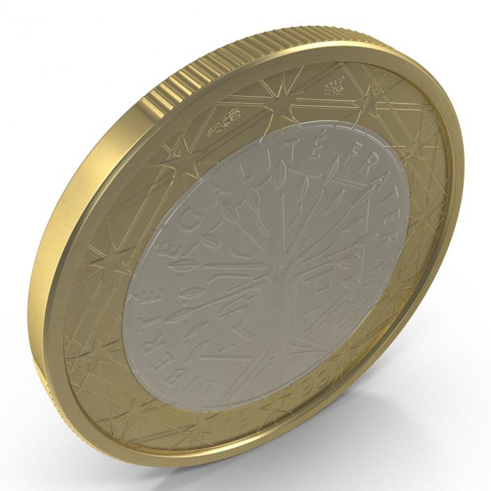 3D 1 Euro Coin French model