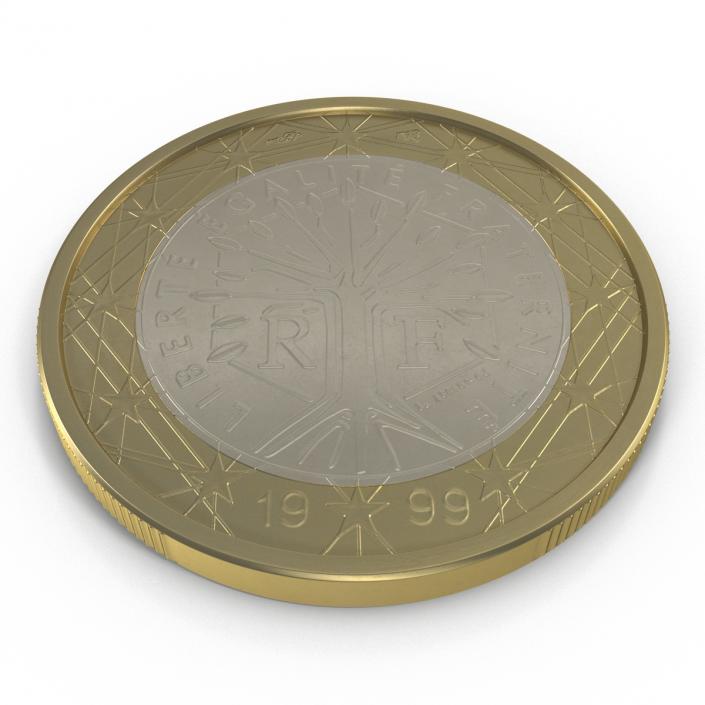 3D 1 Euro Coin French model