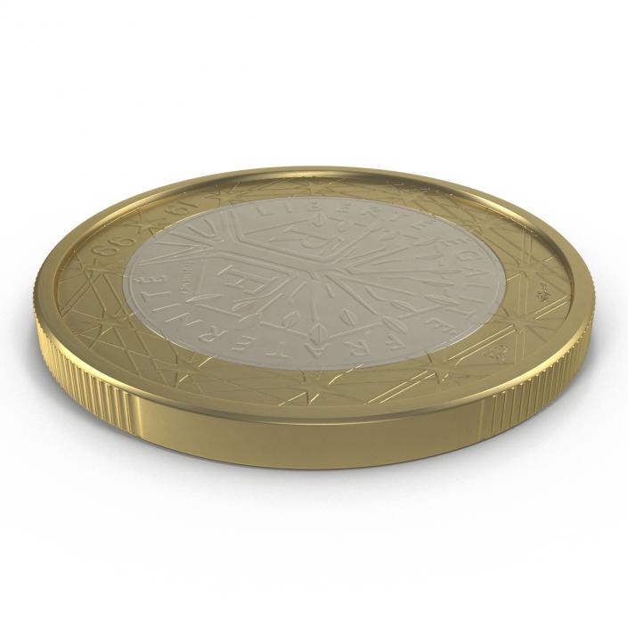 3D 1 Euro Coin French model