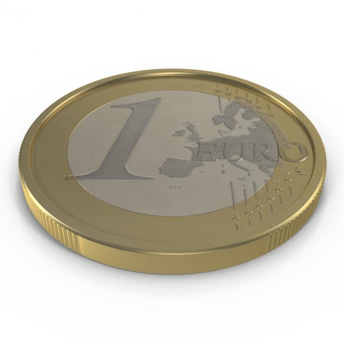 3D 1 Euro Coin French model