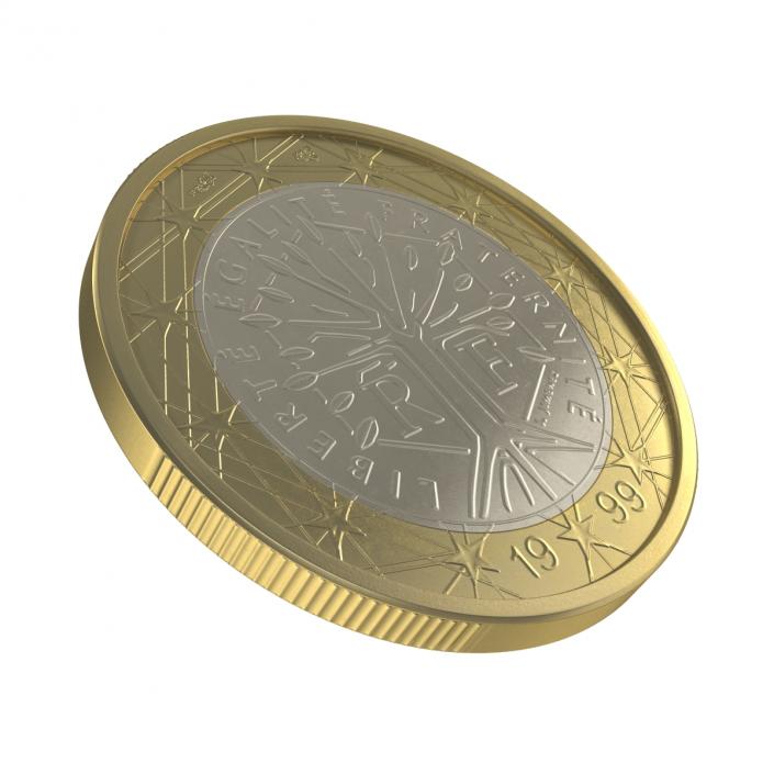 3D 1 Euro Coin French model