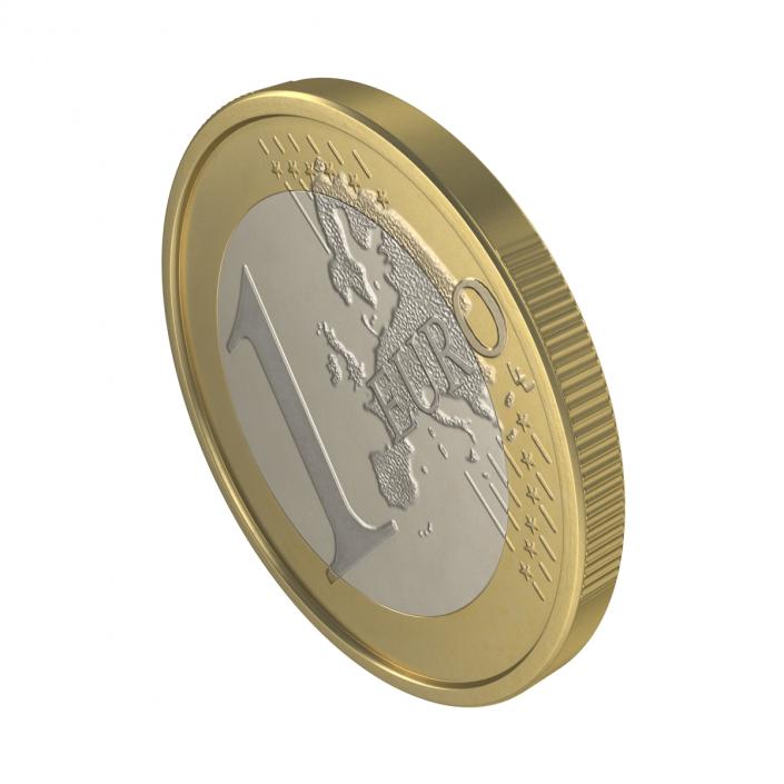 3D 1 Euro Coin French model