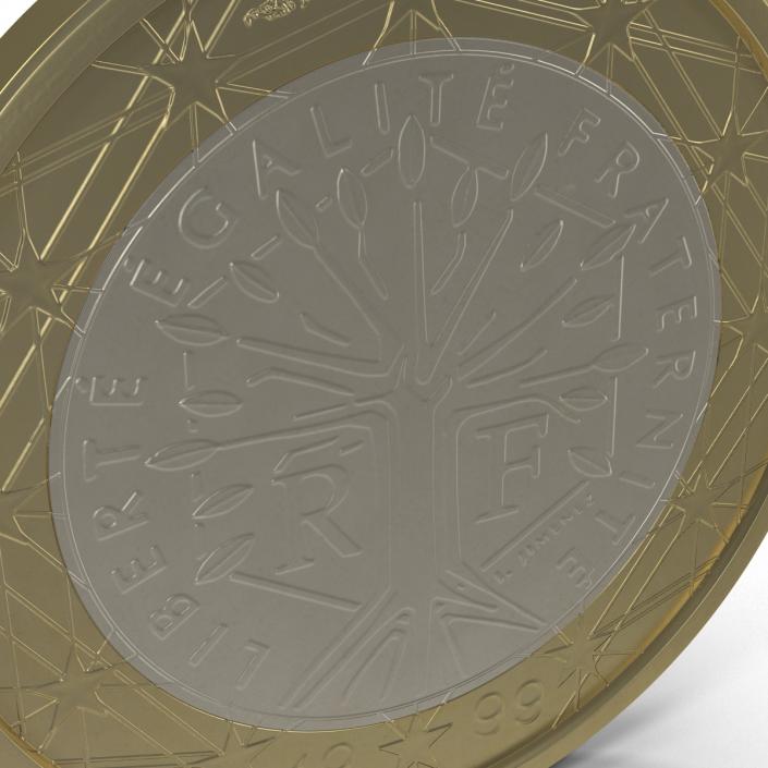 3D 1 Euro Coin French model