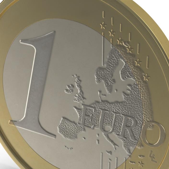 3D 1 Euro Coin French model