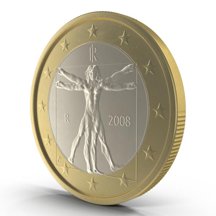 1 Euro Coin Italy 3D