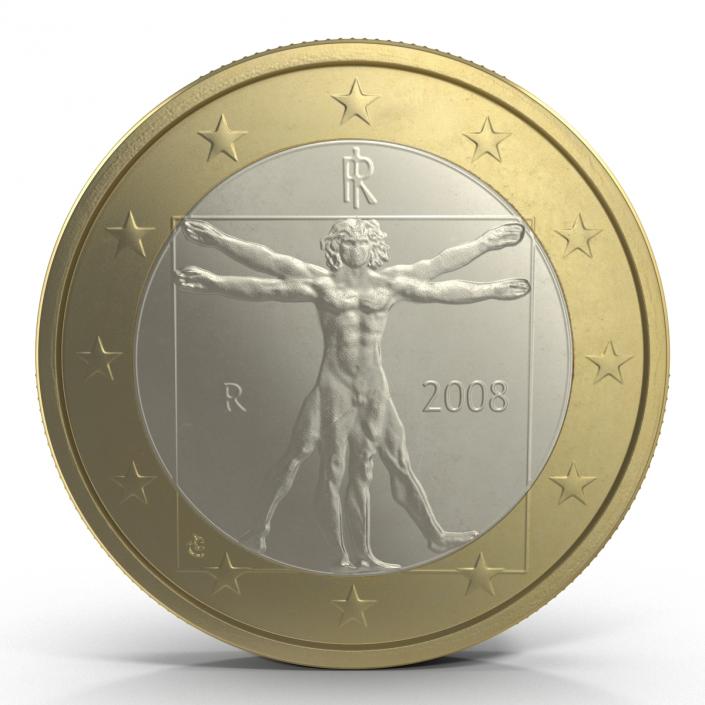 1 Euro Coin Italy 3D