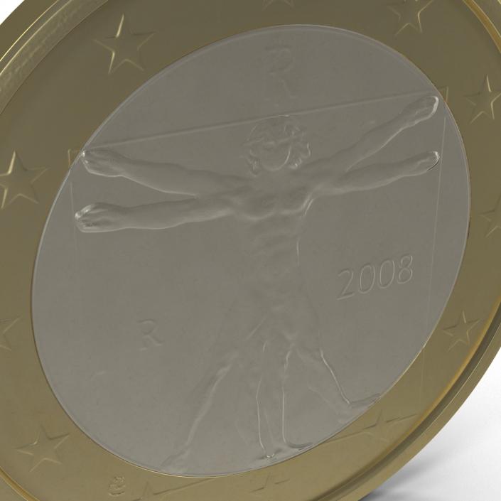 1 Euro Coin Italy 3D