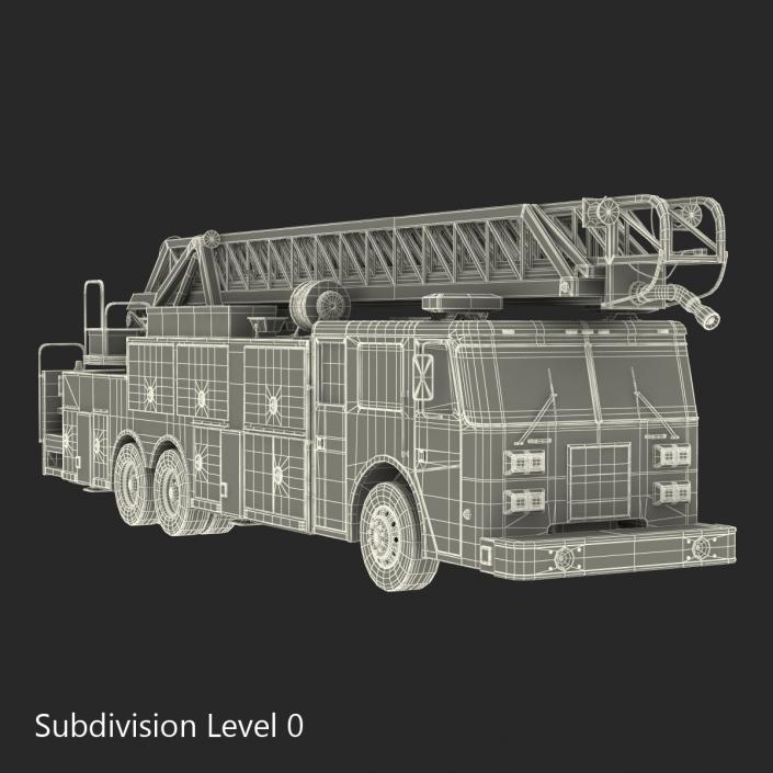 Ladder Fire Truck Rigged 3D model