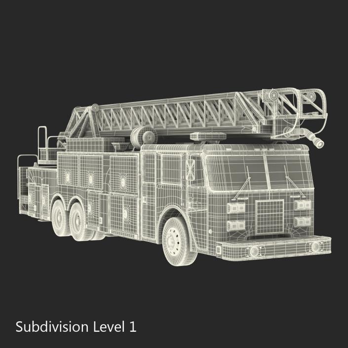 Ladder Fire Truck Rigged 3D model