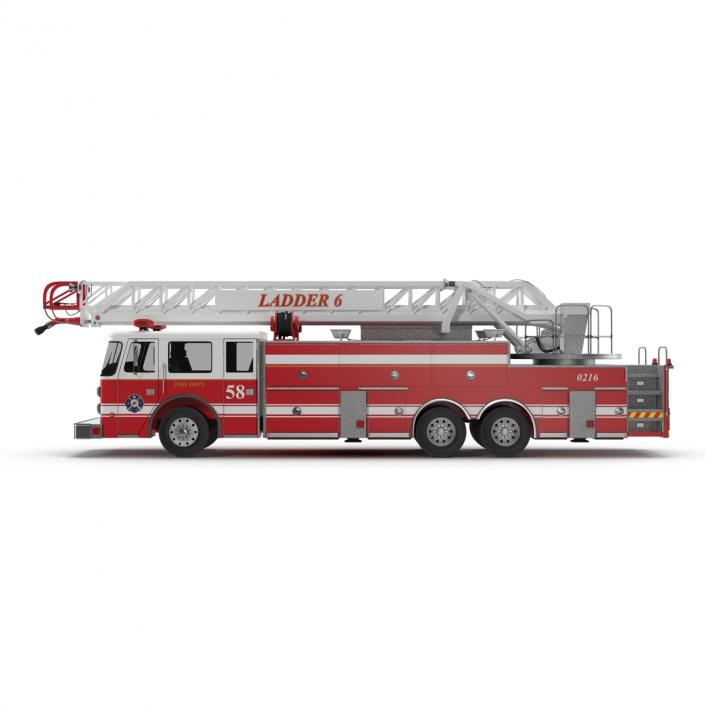 Ladder Fire Truck Rigged 3D model