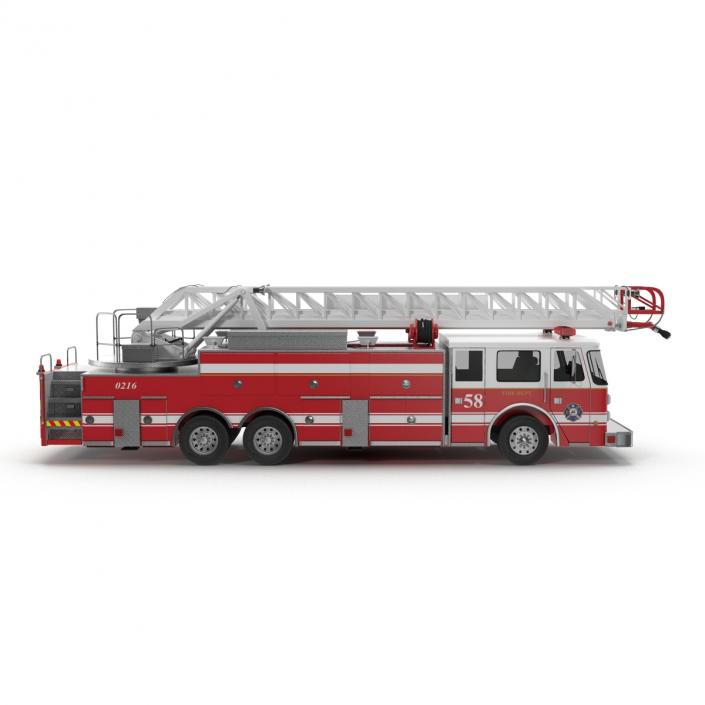 Ladder Fire Truck Rigged 3D model