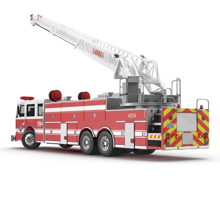 Ladder Fire Truck Rigged 3D model