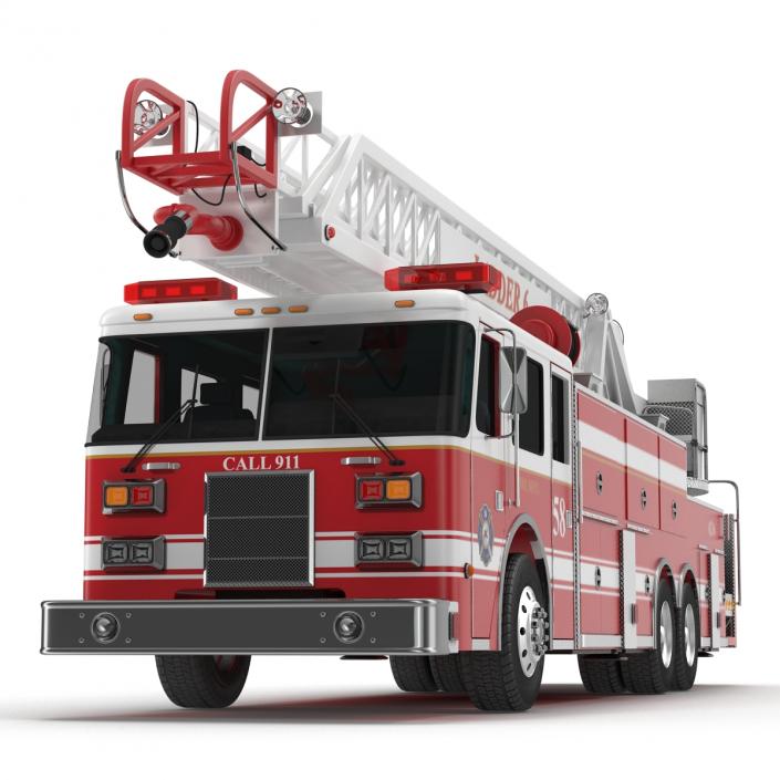 Ladder Fire Truck Rigged 3D model