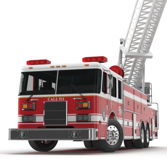 Ladder Fire Truck Rigged 3D model